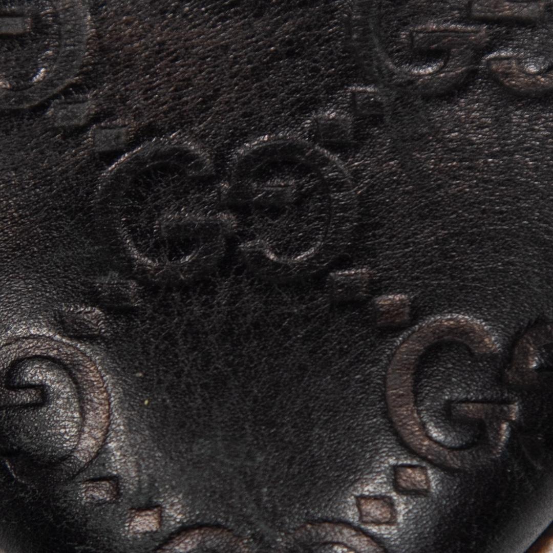 Gucci Black Leather Monogram Adina Horsebit Pumps Size IT 38.5 1