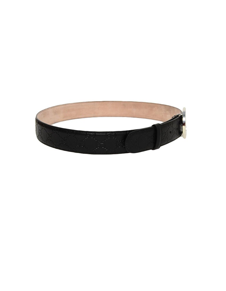 Gucci Black Leather Monogram Signature Leather Belt sz 38 at 1stDibs ...