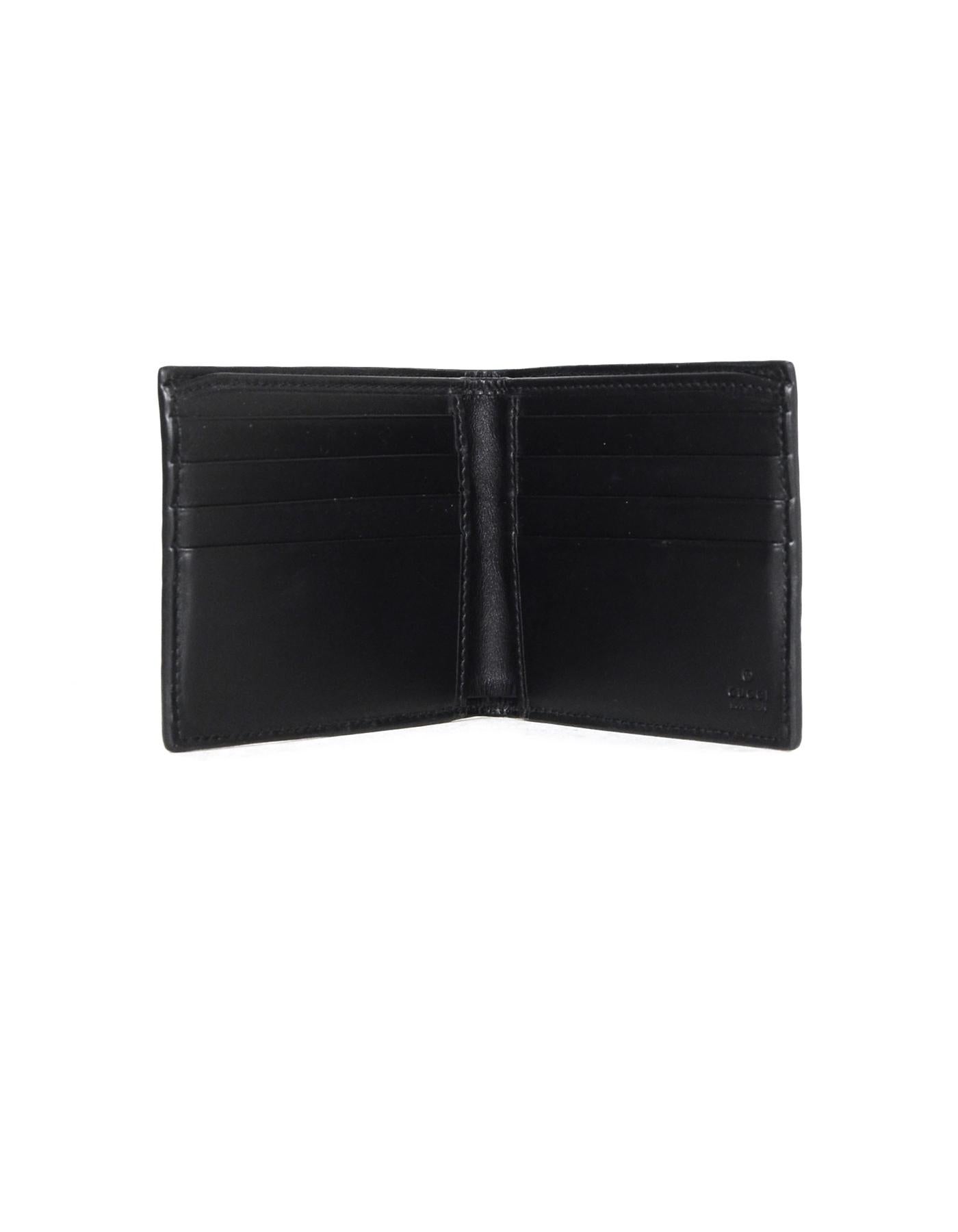 Gucci Black Leather Monogram Signature Web Bi-Fold Wallet 2