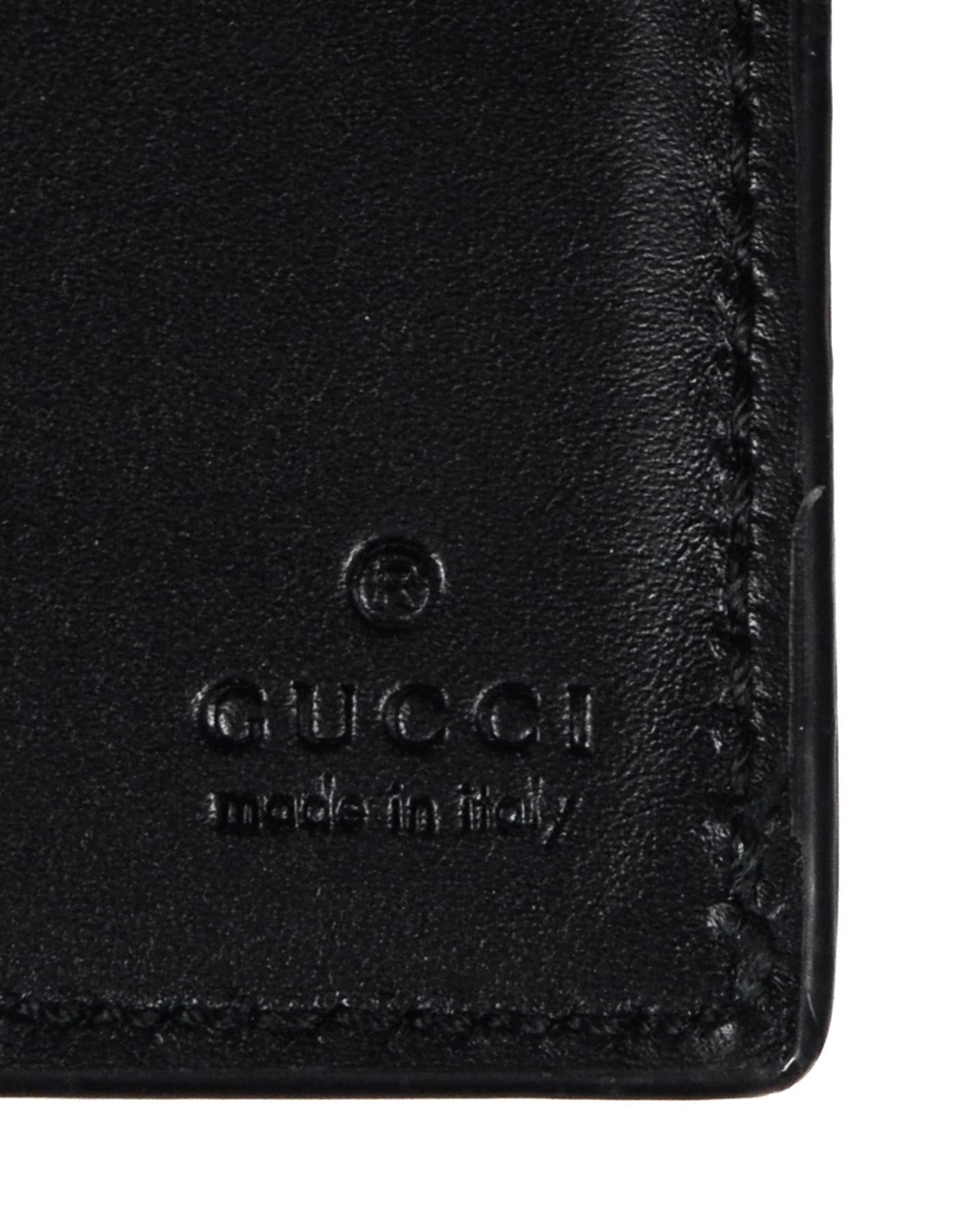 Gucci Black Leather Monogram Signature Web Bi-Fold Wallet 3