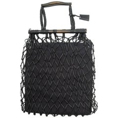 Gucci Black Leather Net Handbag