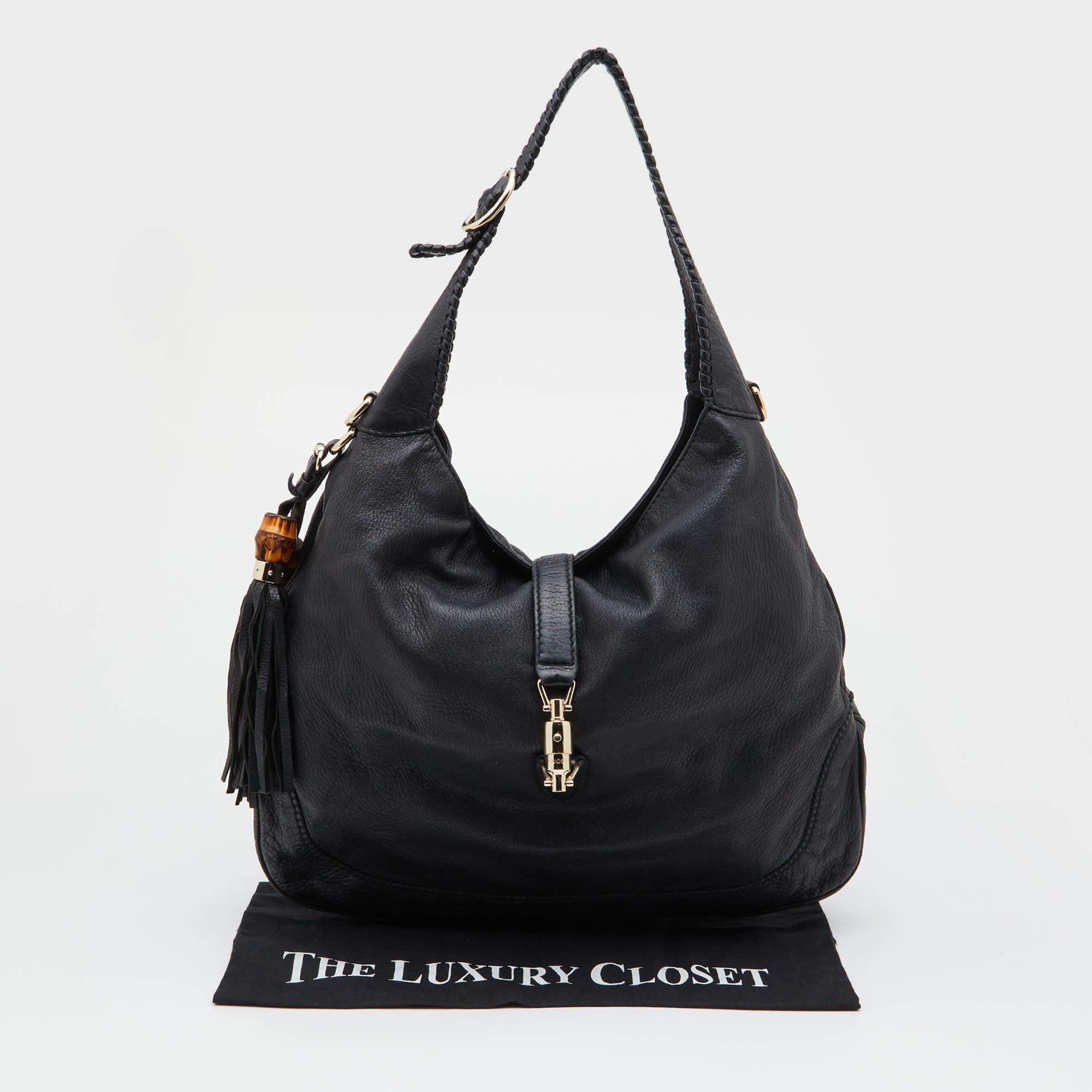 Gucci Black Leather New Jackie Hobo 12