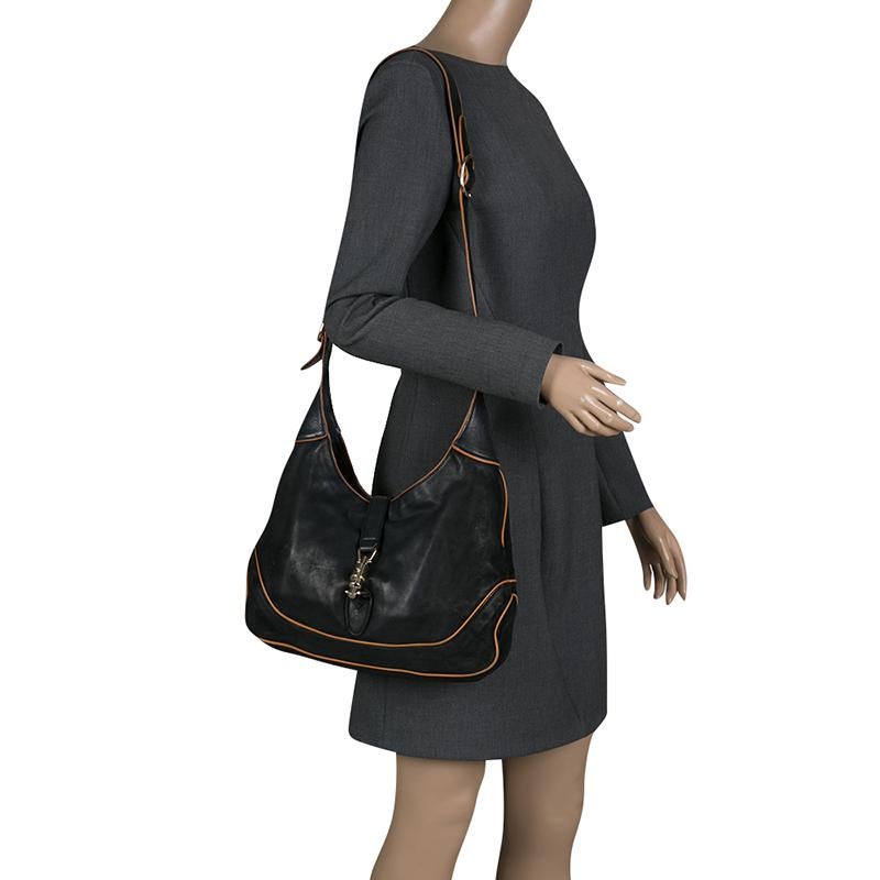 Gucci Black Leather New Jackie Shoulder Bag In Good Condition In Dubai, Al Qouz 2