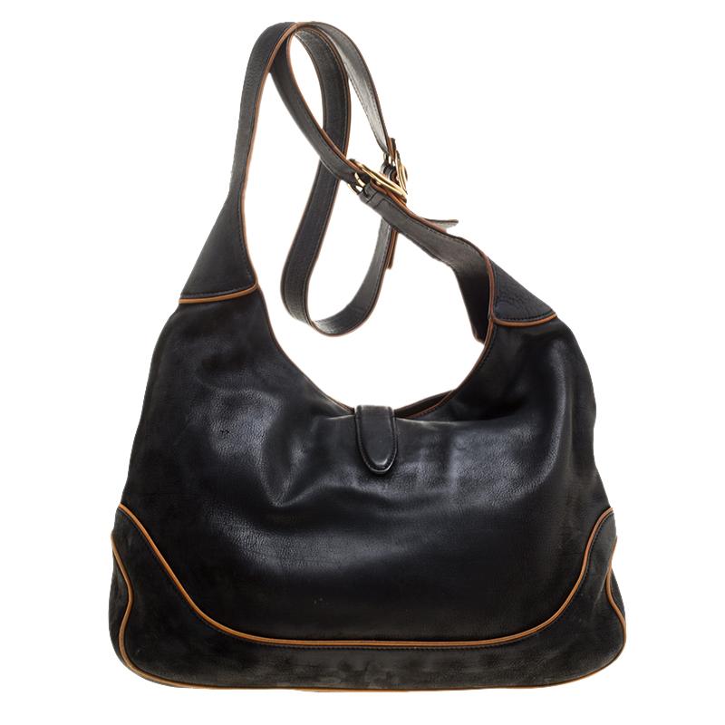 Gucci Black Leather New Jackie Shoulder Bag im Zustand „Gut“ in Dubai, Al Qouz 2