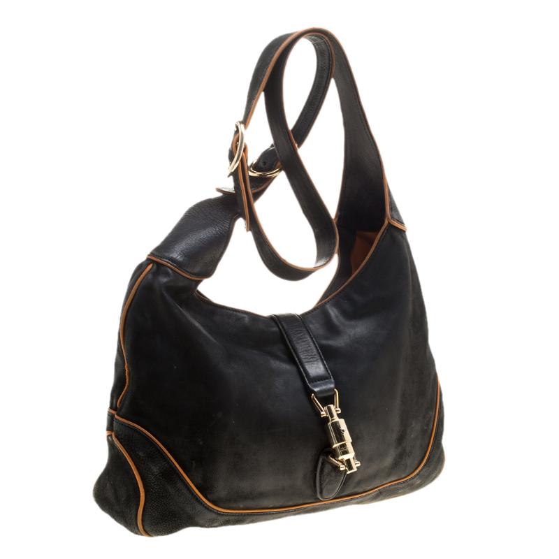 Women's Gucci Black Leather New Jackie Shoulder Bag