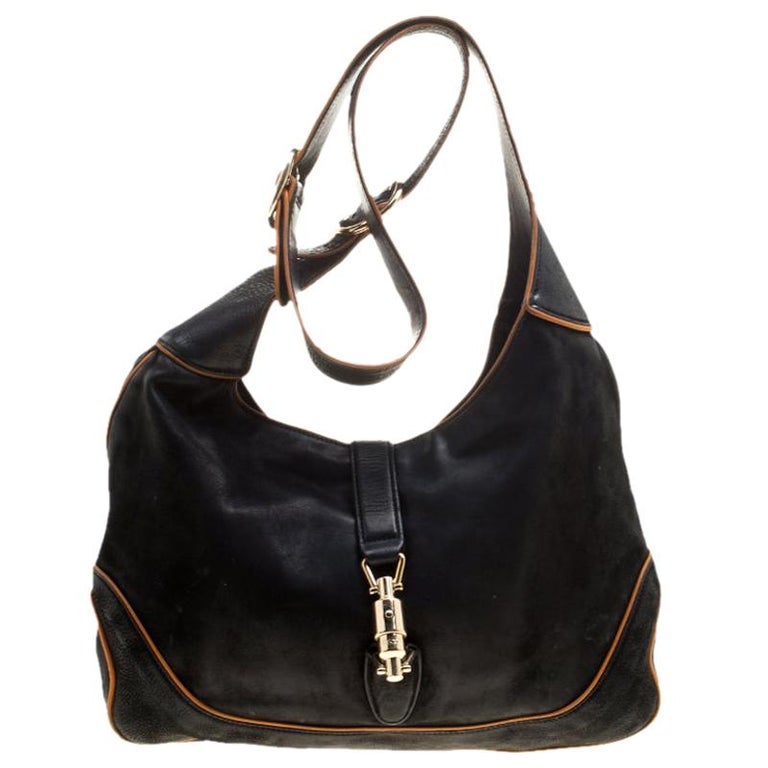 Gucci Black Leather New Jackie Shoulder Bag For Sale at 1stdibs