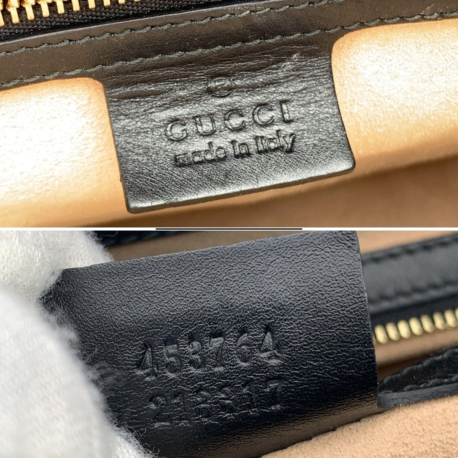 Women's Gucci Black Leather Nymphaea Tote Bag Bamboo Handle with Strap For Sale