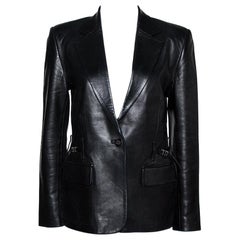 Gucci Black Leather One Buttoned Blazer S