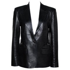 Gucci Schwarzes Leder ein geknöpfter Blazer S