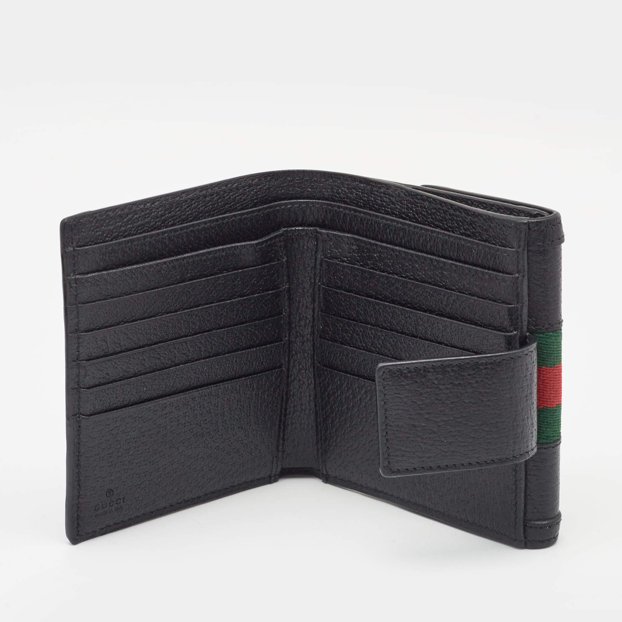 Gucci Black Leather Ophidia French Flap Wallet 1