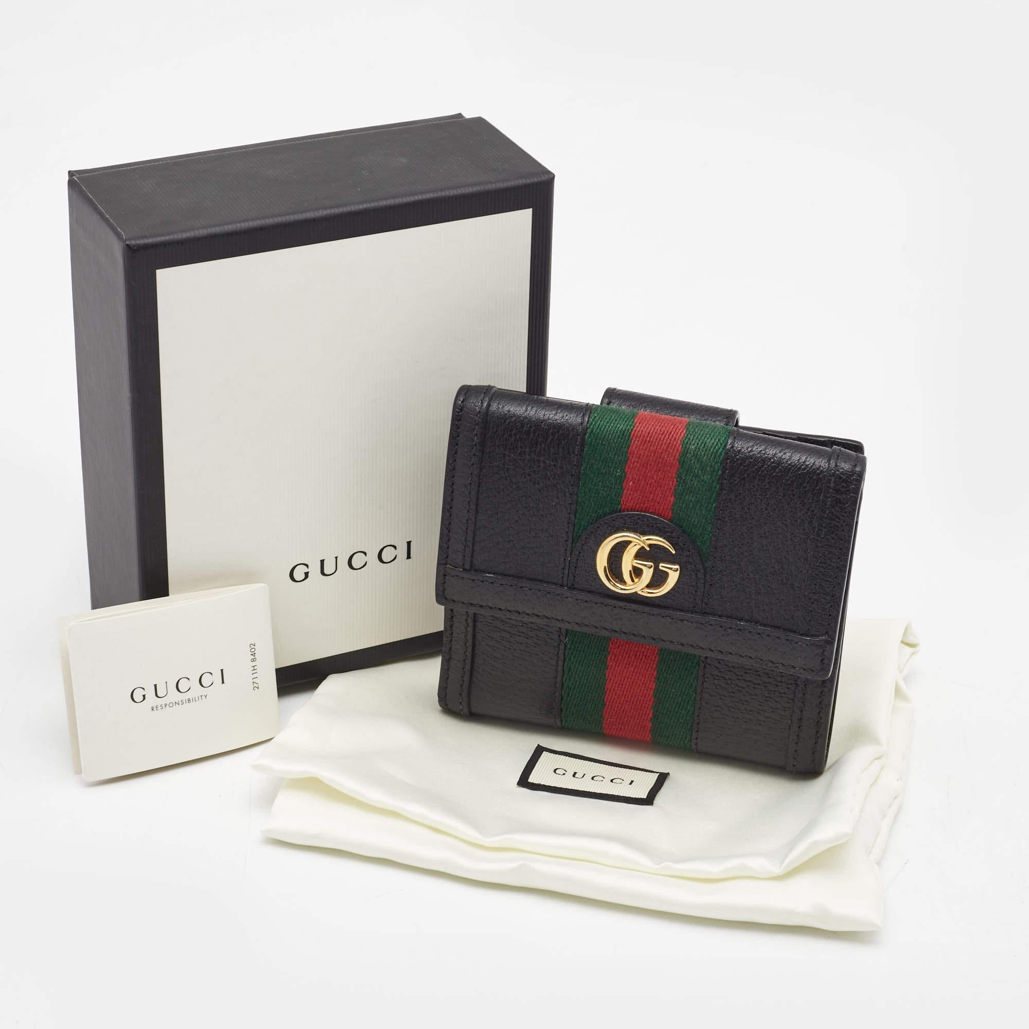Gucci Black Leather Ophidia French Flap Wallet 3