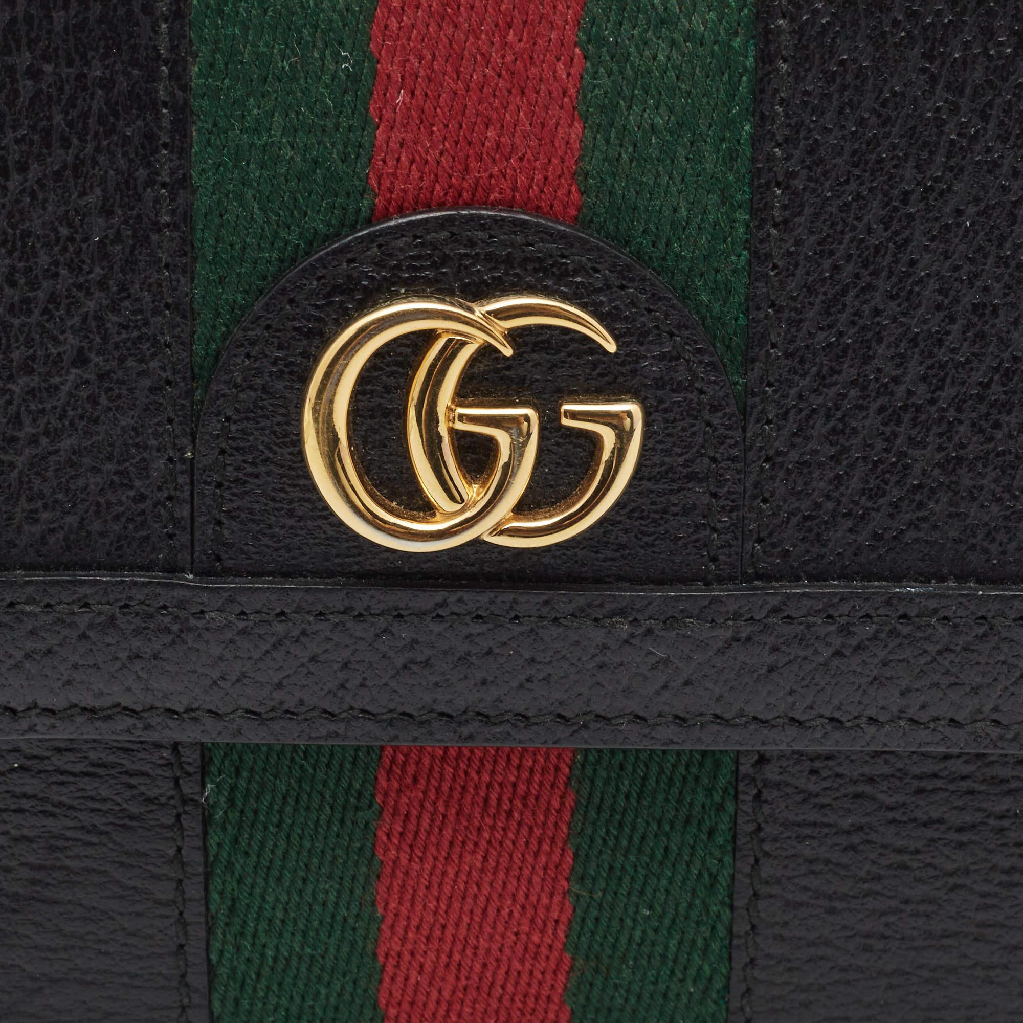 Gucci Black Leather Ophidia French Flap Wallet 4