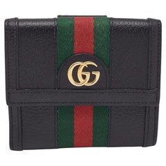Gucci Black Leather Ophidia French Flap Wallet