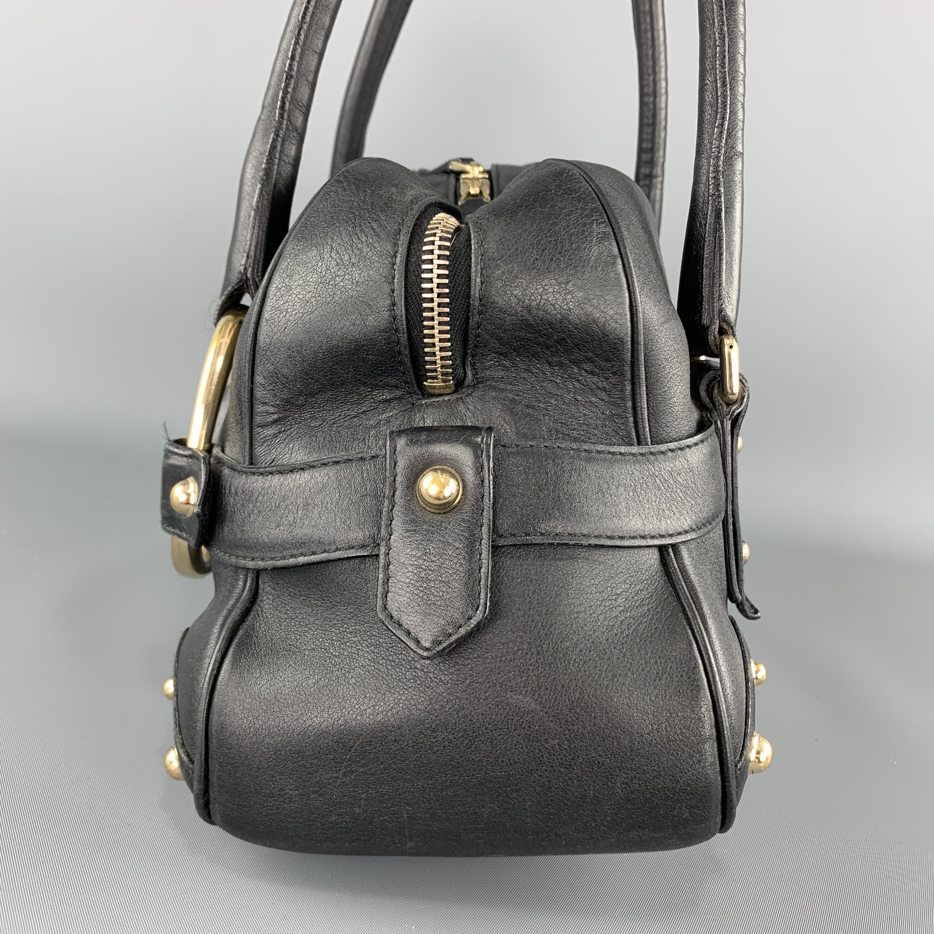 Women's GUCCI Black Leather Oversized Gold Tone Horsebit Shoulder Bag