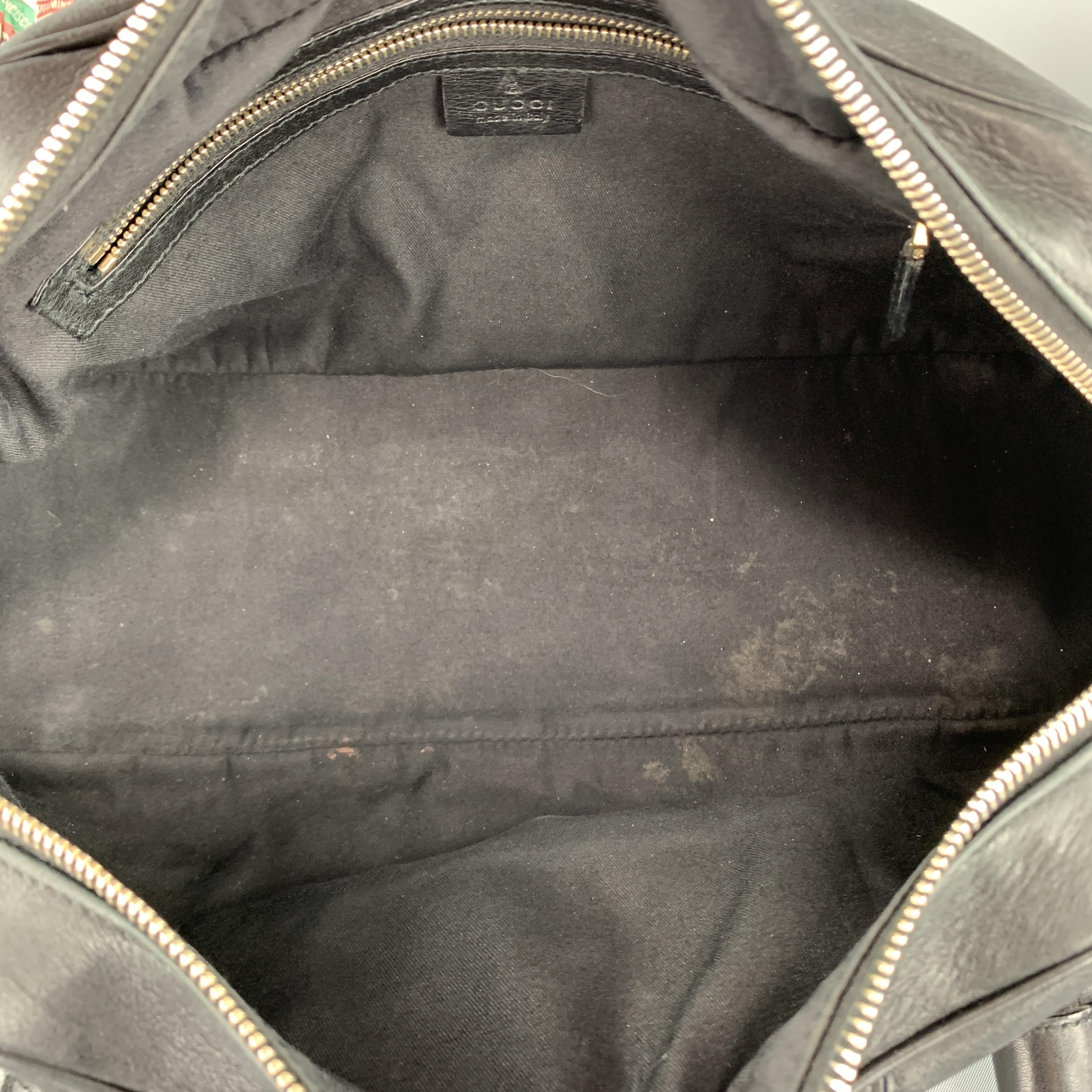 GUCCI Black Leather Oversized Gold Tone Horsebit Shoulder Bag 3