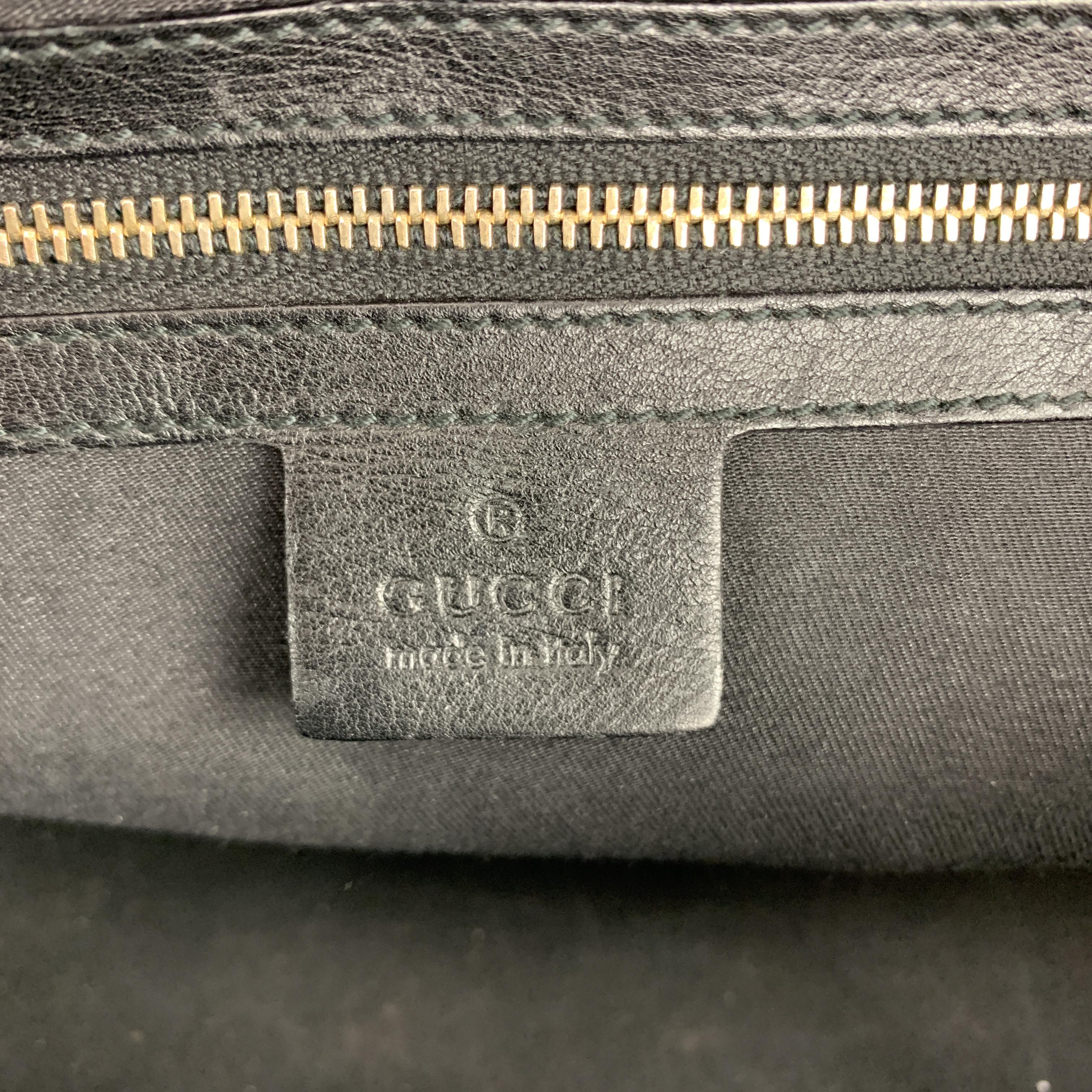 GUCCI Black Leather Oversized Gold Tone Horsebit Shoulder Bag 4