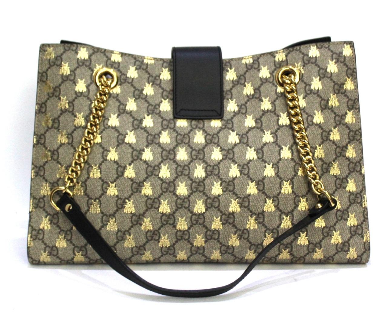 Gucci Tasche aus schwarzem Leder mit Vorhängeschloss (Braun)