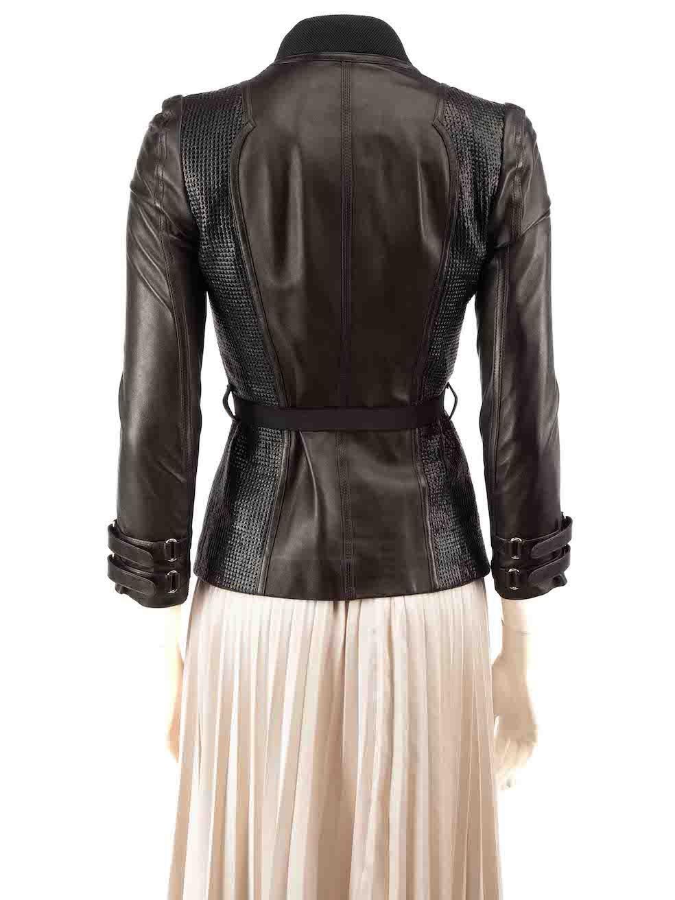 Gucci Black Leather Panelled Biker Jacket Size XS In Good Condition For Sale In London, GB