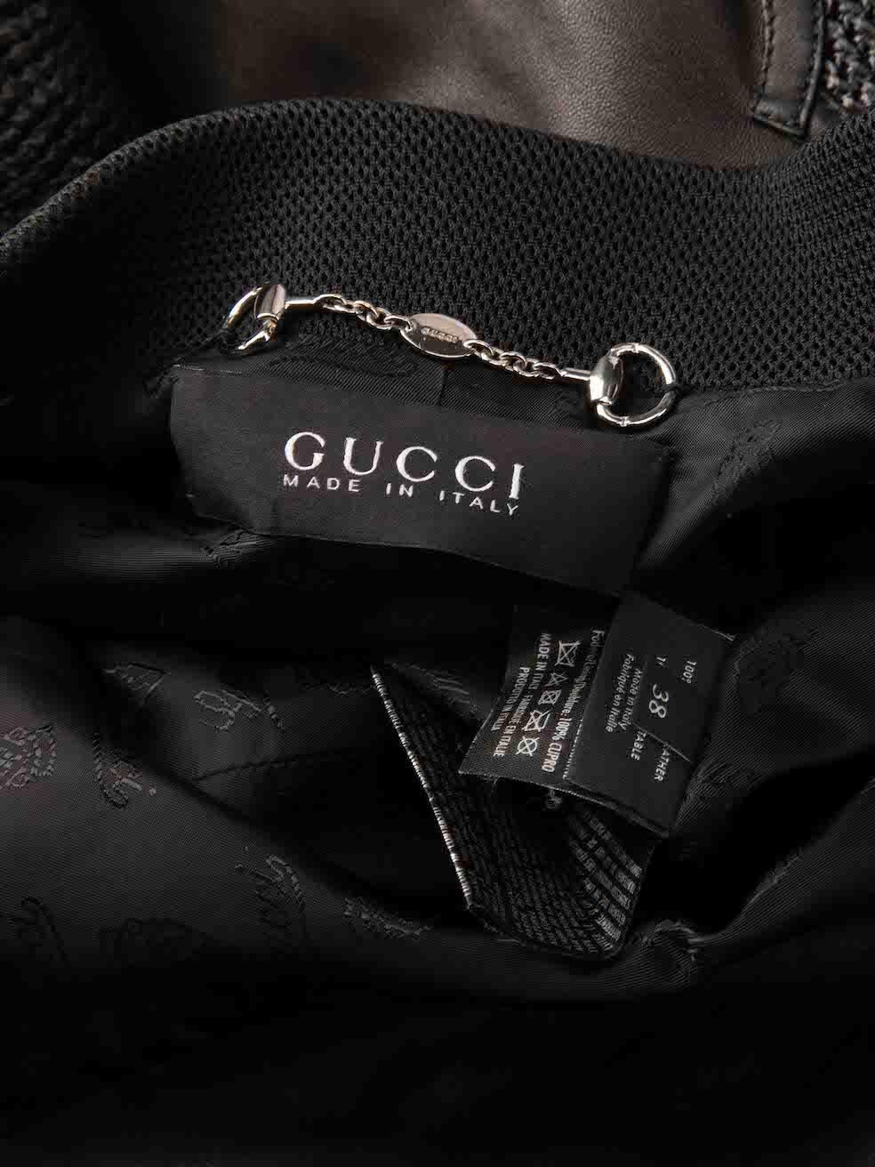 Women's Gucci Black Leather Panelled Biker Jacket Size XS For Sale