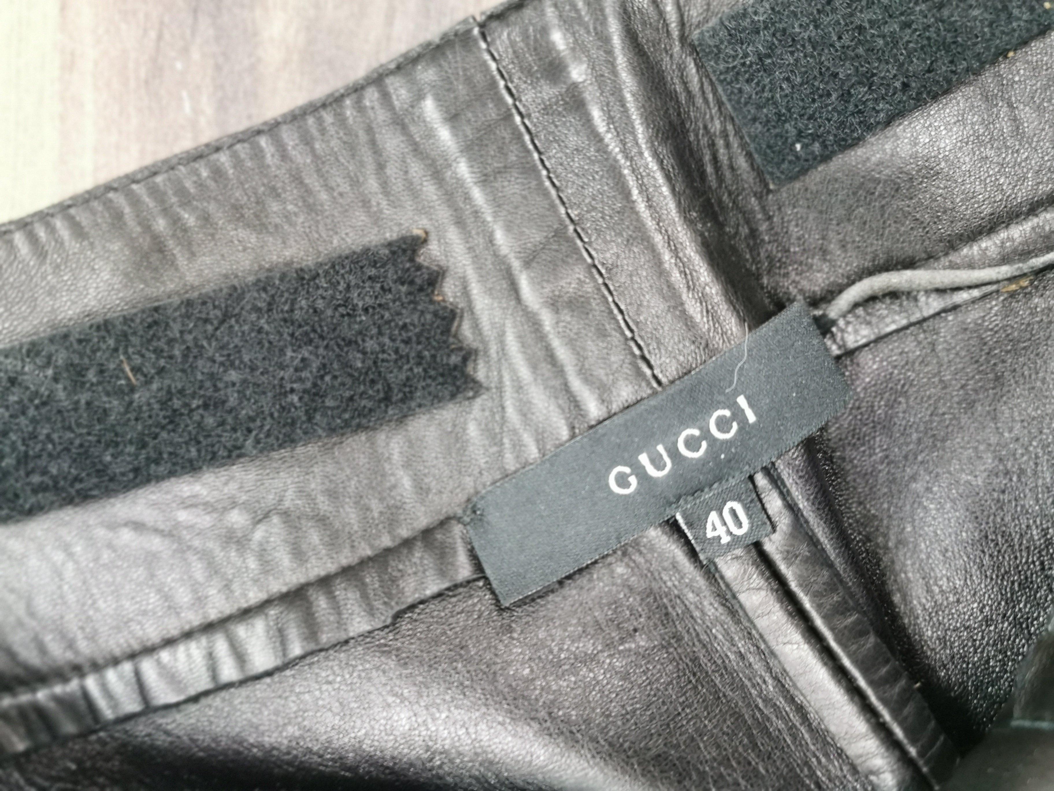gucci black leather pants with mink fur size 40 2
