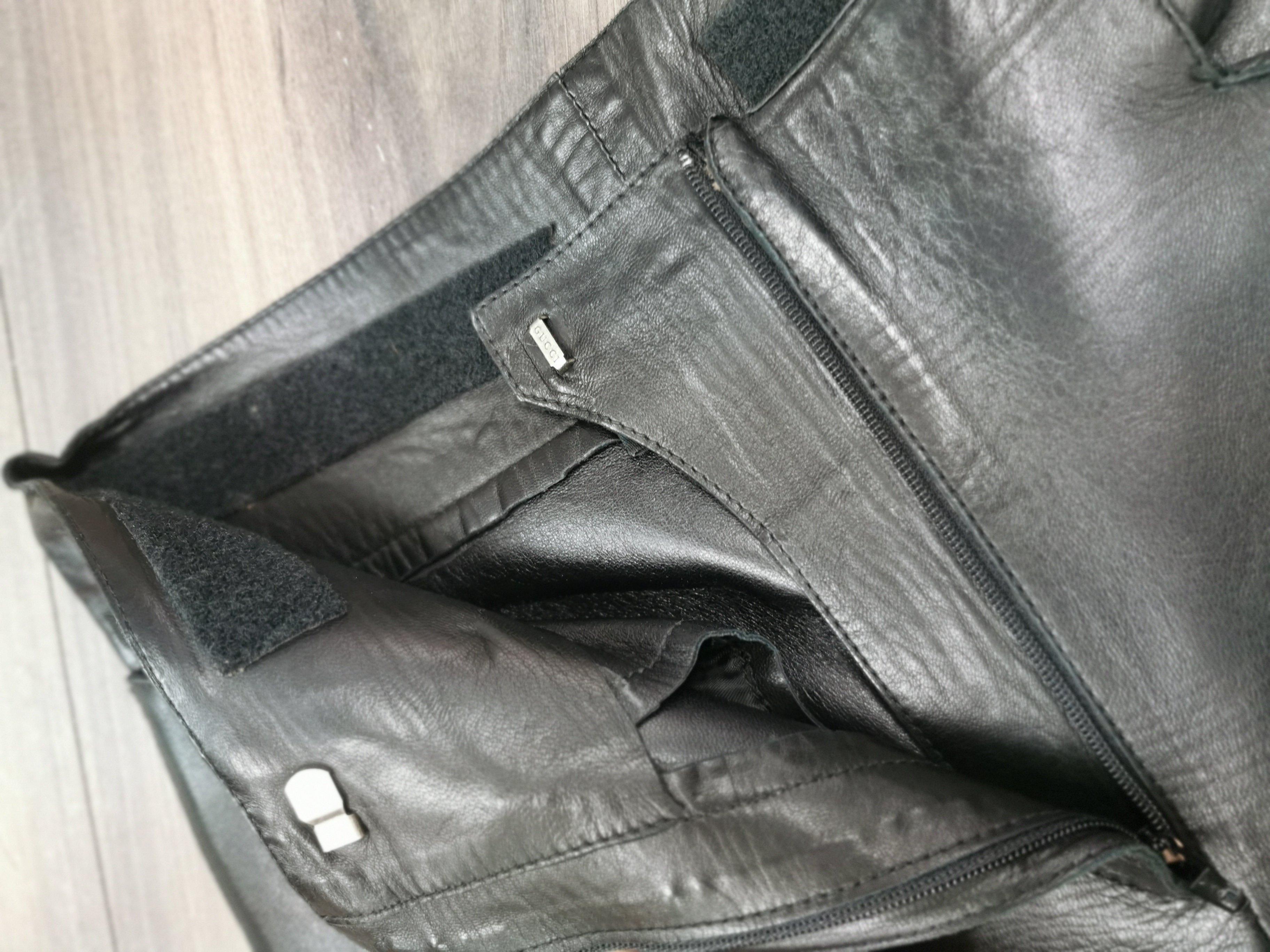 gucci black leather pants with mink fur size 40 1