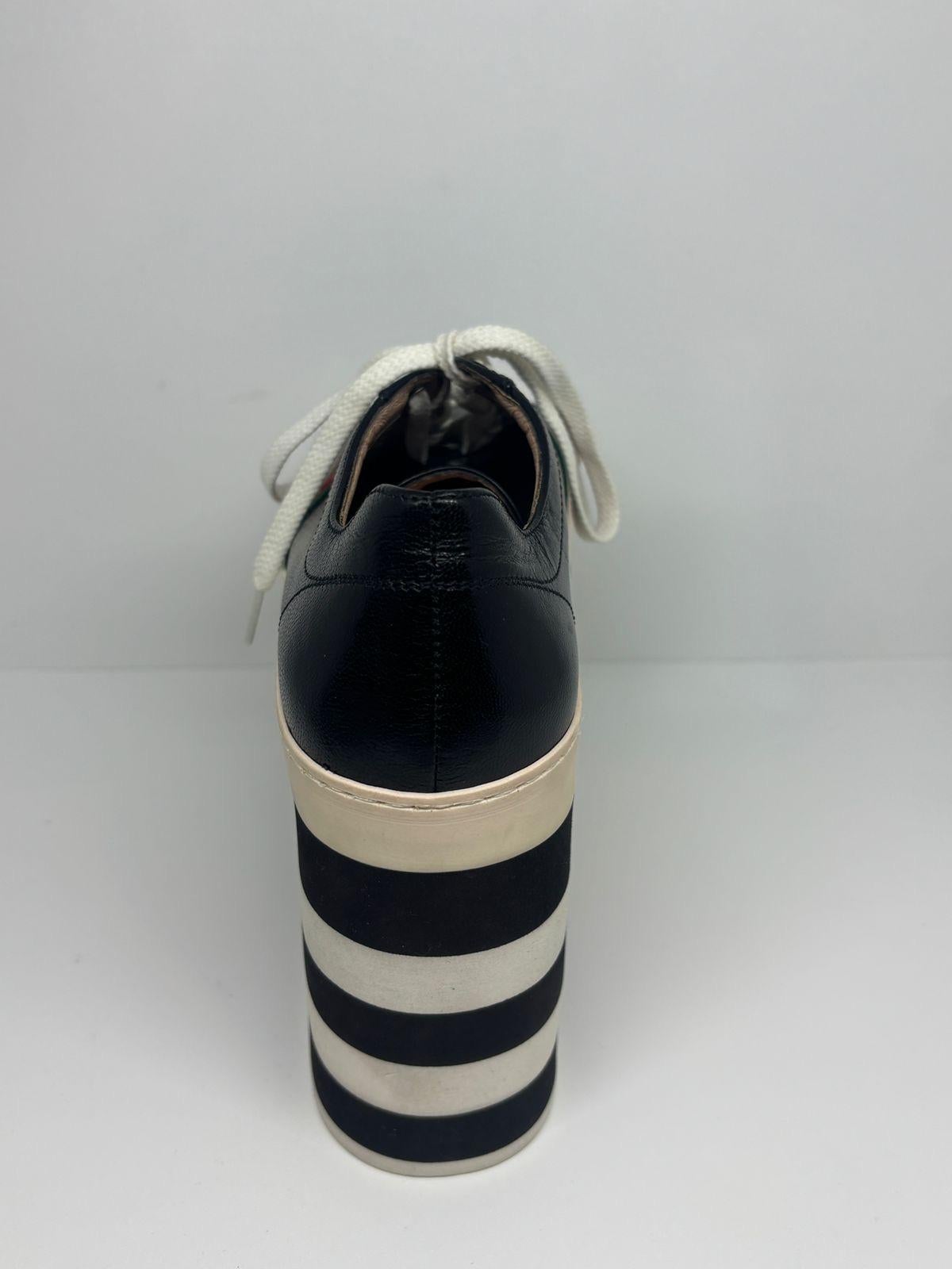 Gucci Black Leather Peggy Web Platform Sneakers For Sale 8