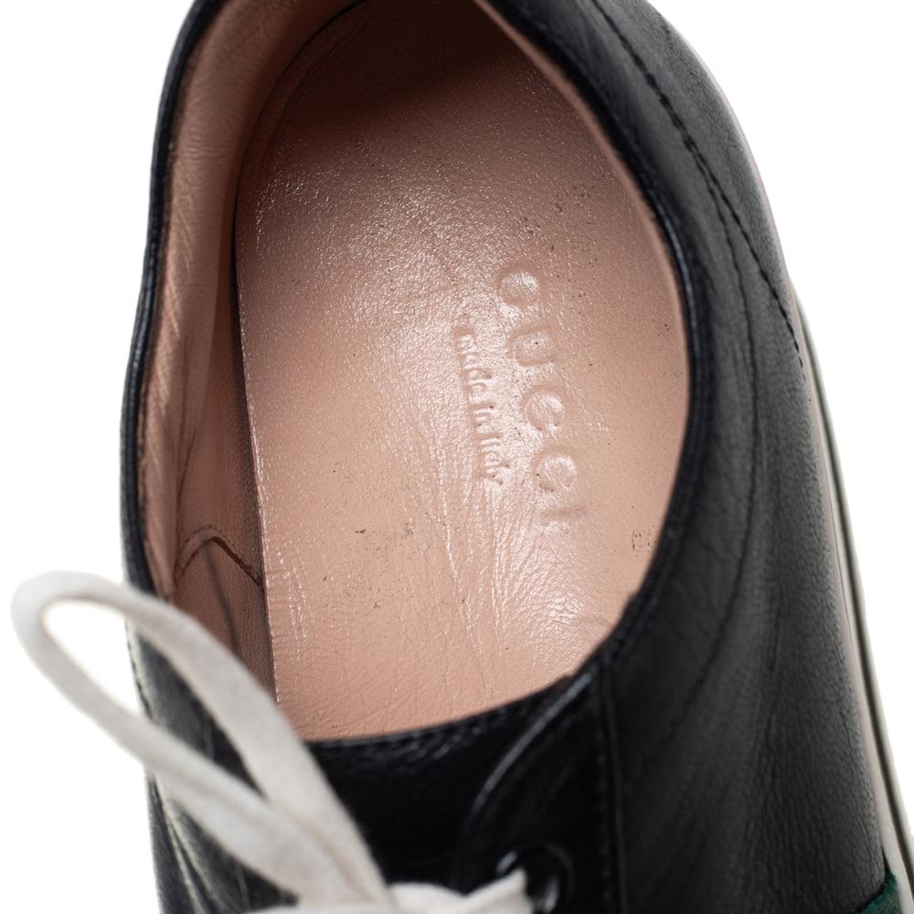 Gucci Black Leather Peggy Wedge Platform Sneakers Size 36 In Fair Condition In Dubai, Al Qouz 2