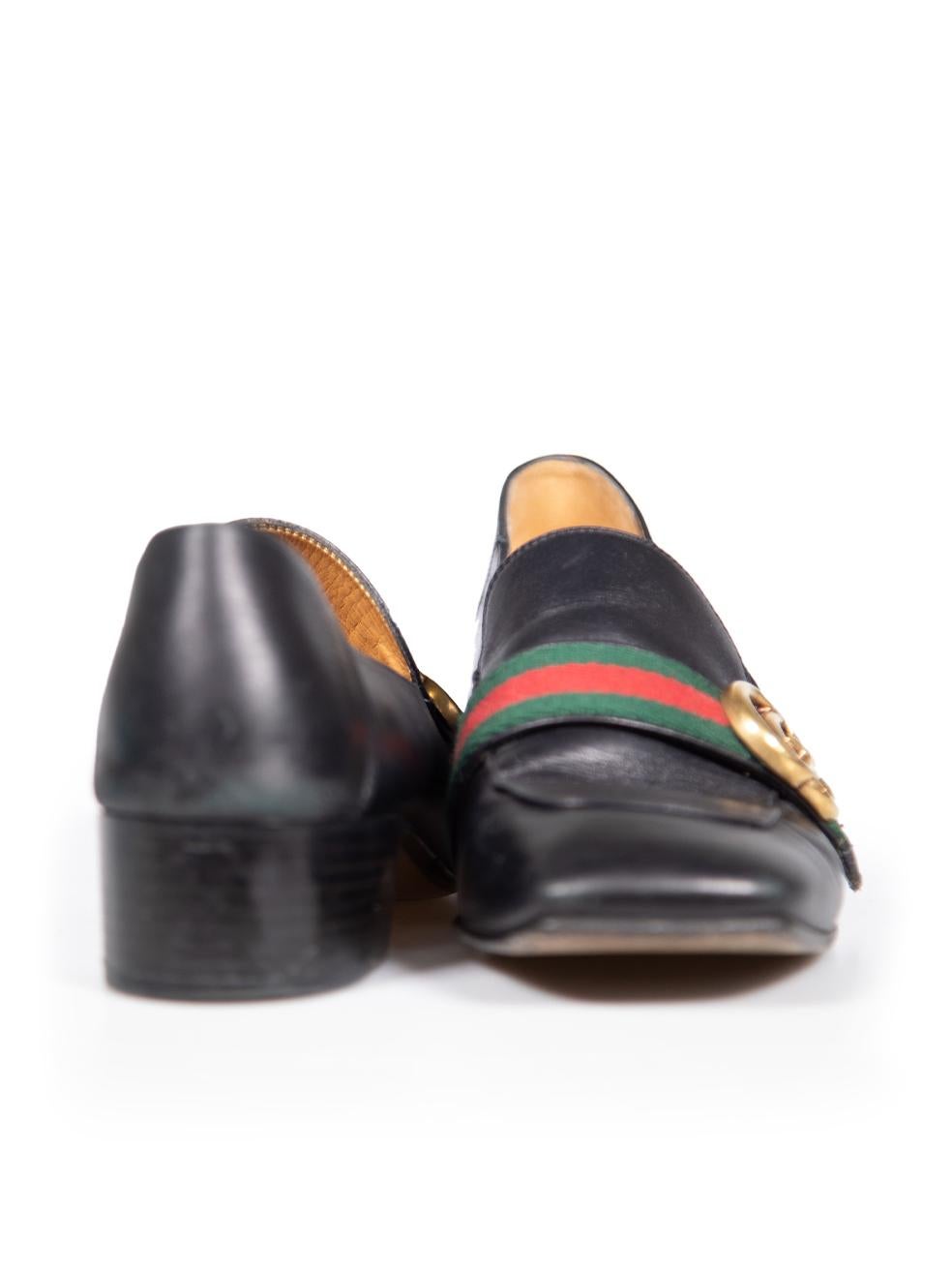 Gucci Black Leather Peyton GG Web Loafers Size IT 39.5 In Excellent Condition For Sale In London, GB