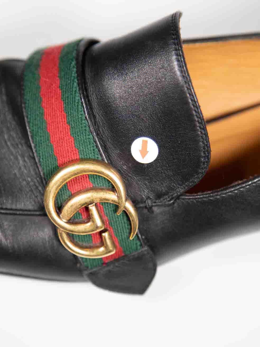 Gucci Schwarz Leder Peyton GG Web Loafers Größe IT 39.5 im Angebot 1