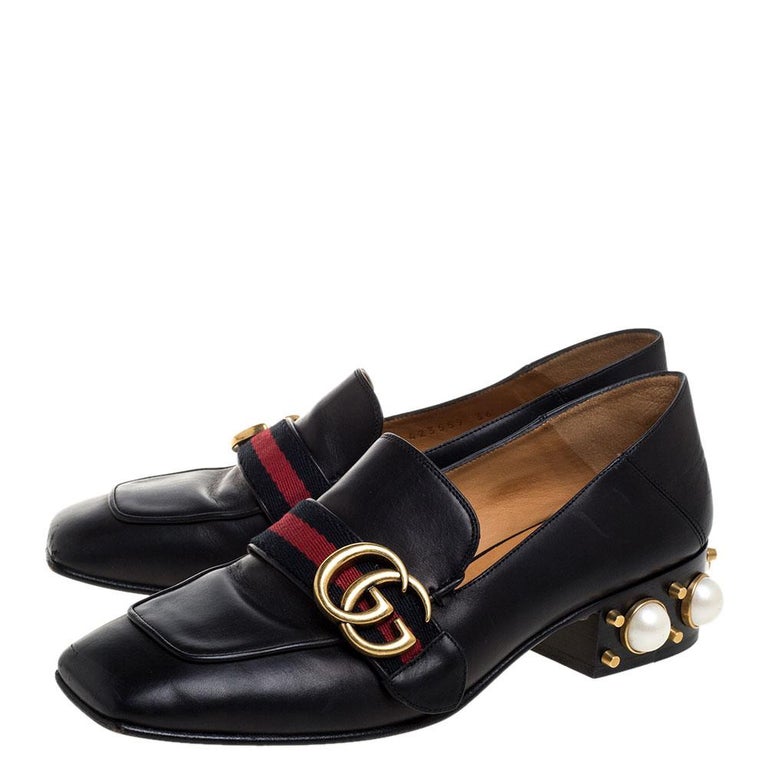 Gucci Black Leather Peyton Loafer Pumps Size 36 at 1stDibs
