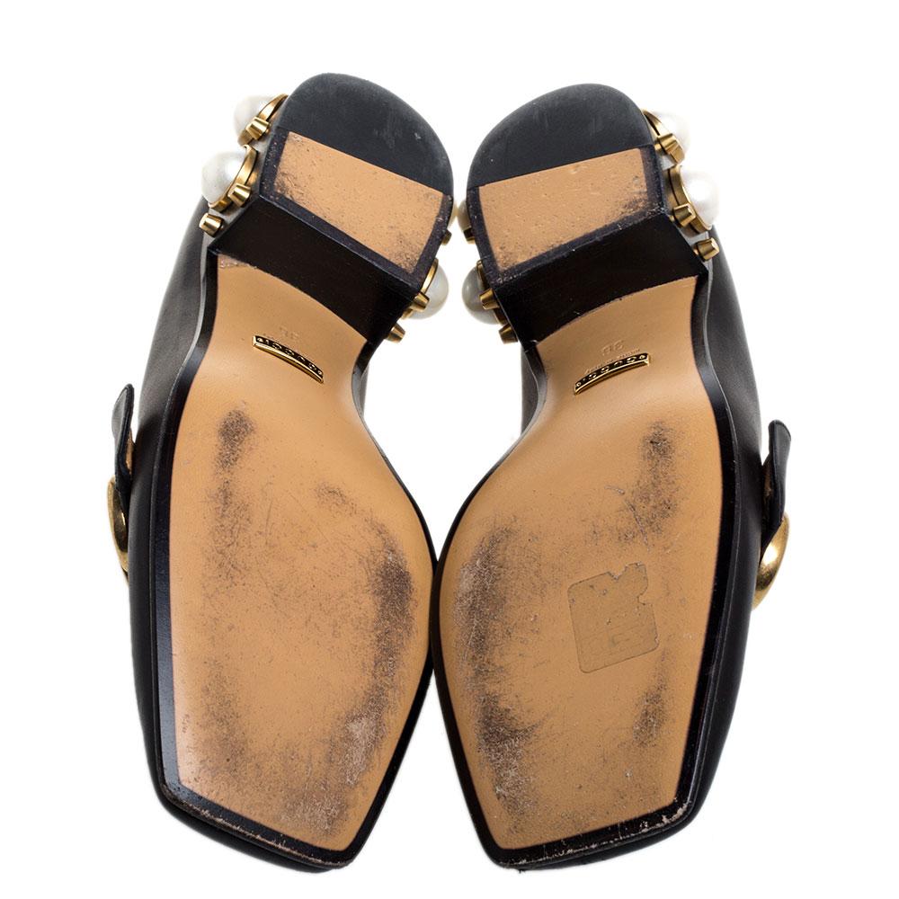 Women's Gucci Black Leather Peyton Loafer Pumps Size 36