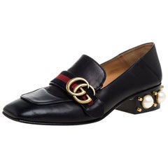 Gucci Black Leather Peyton Loafer Pumps Size 36