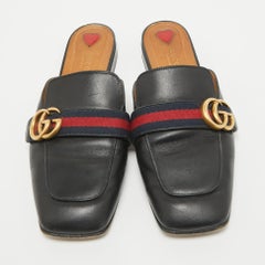Gucci Black Leather Peyton Mules Size 40