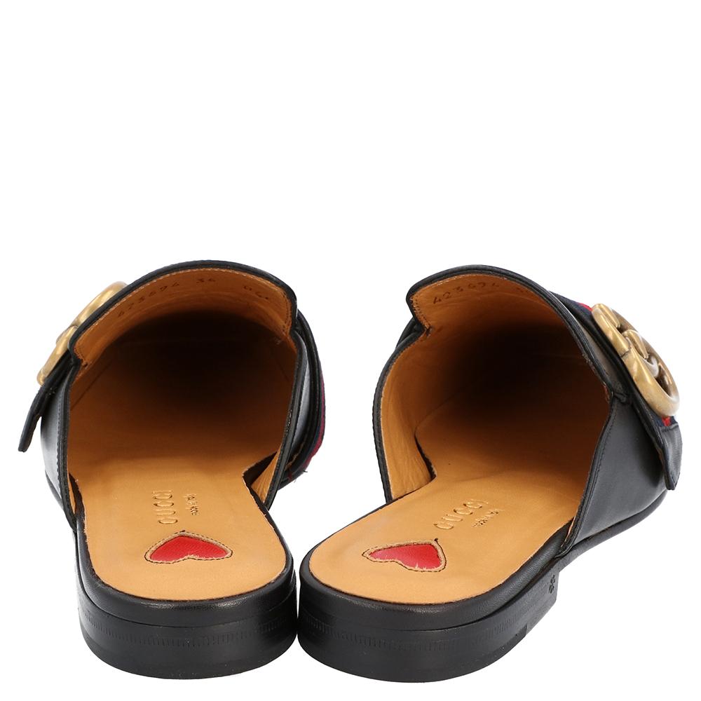 Gucci Schwarz Leder Peyton Square-Toe Mules Größe 40 Damen