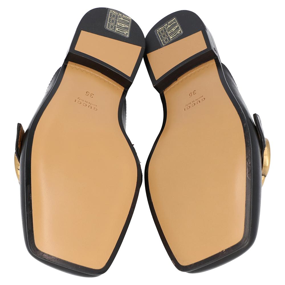 Gucci Schwarz Leder Peyton Square-Toe Mules Größe 40 2