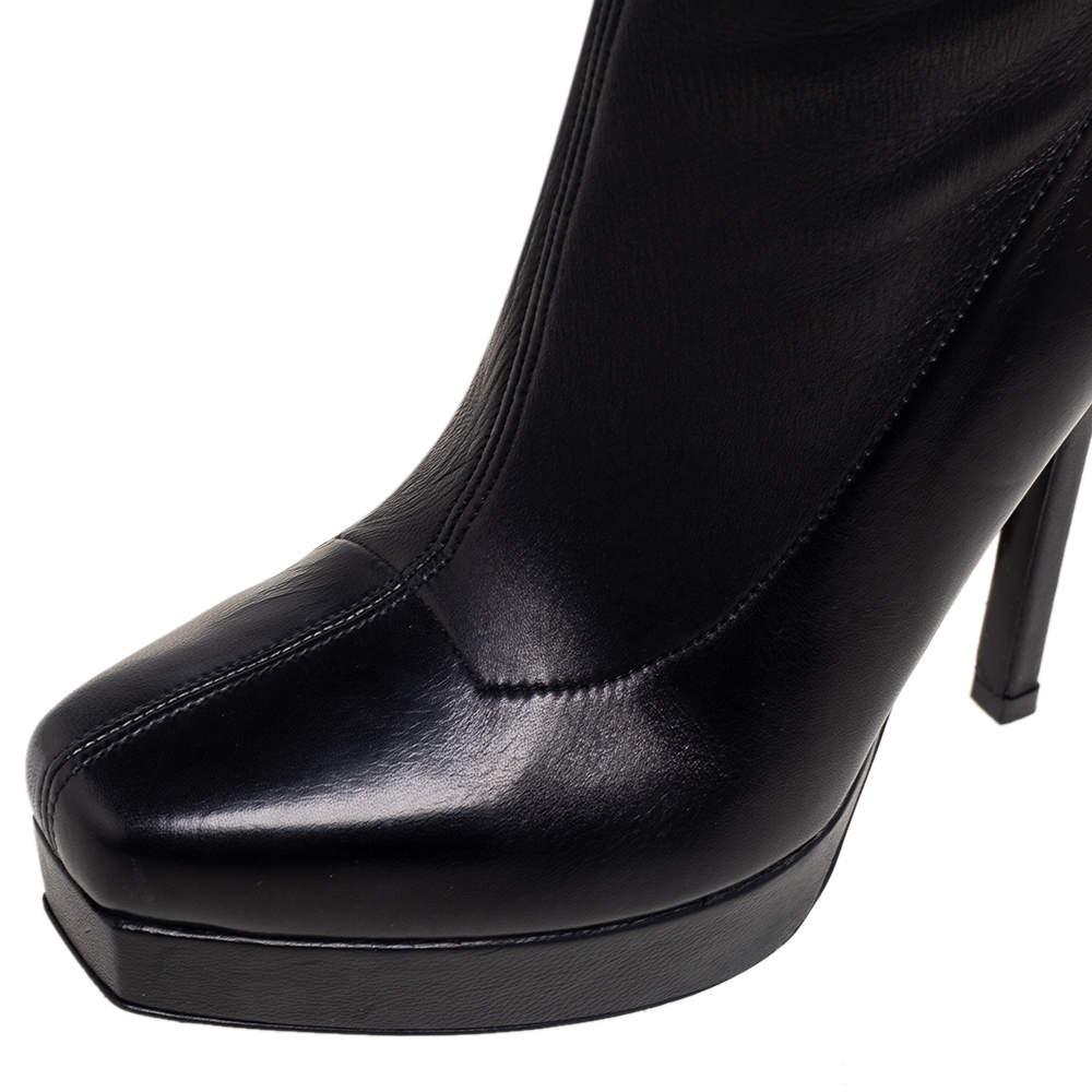 Gucci Overknee-Stiefel aus schwarzem Leder Größe 36 im Angebot 3