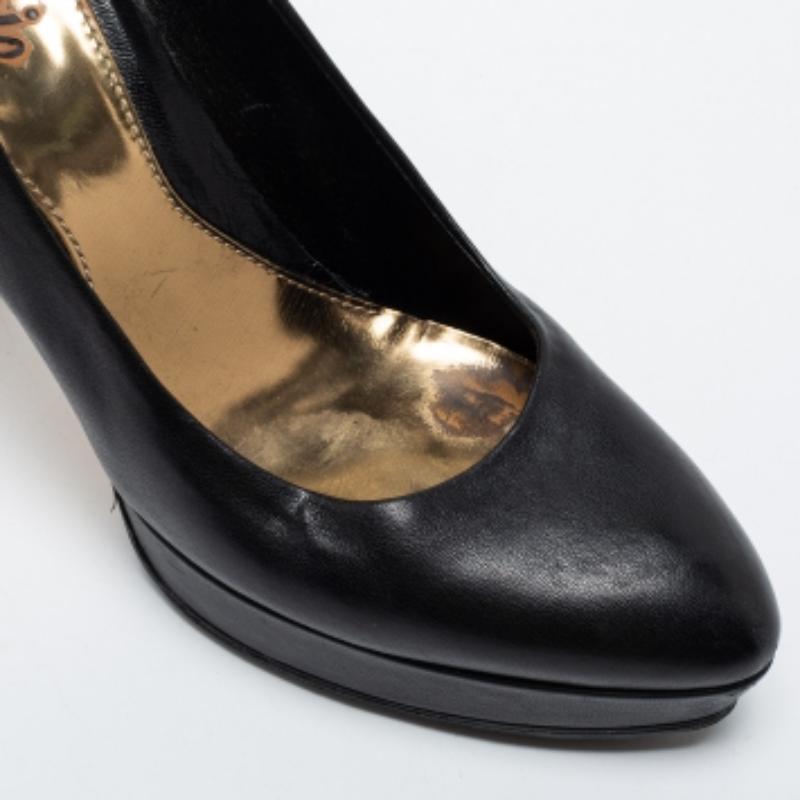 Gucci escarpins à plateforme en cuir noir Taille 37 en vente 2