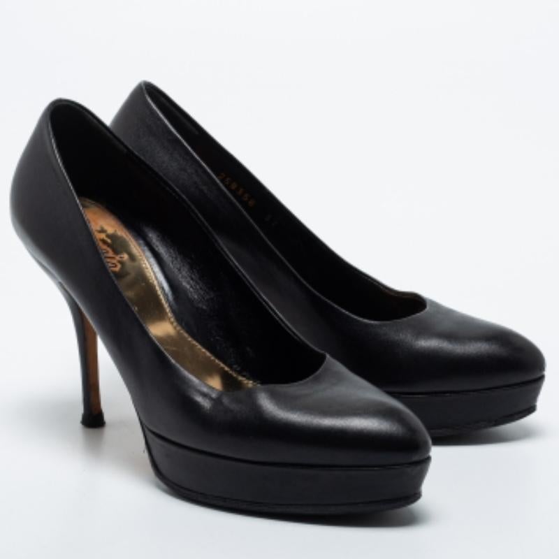 Gucci escarpins à plateforme en cuir noir Taille 37 en vente 3