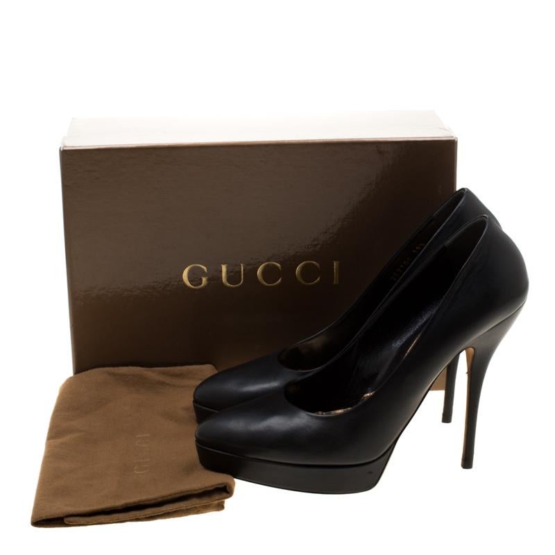 Gucci Black Leather Platform Pumps Size 39.5 6