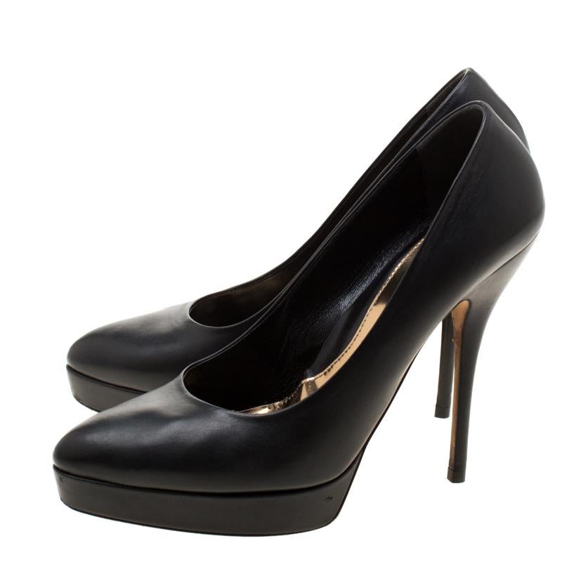 Gucci Black Leather Platform Pumps Size 39.5 1