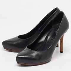 Gucci Black Leather Platform Pumps Size 40.5
