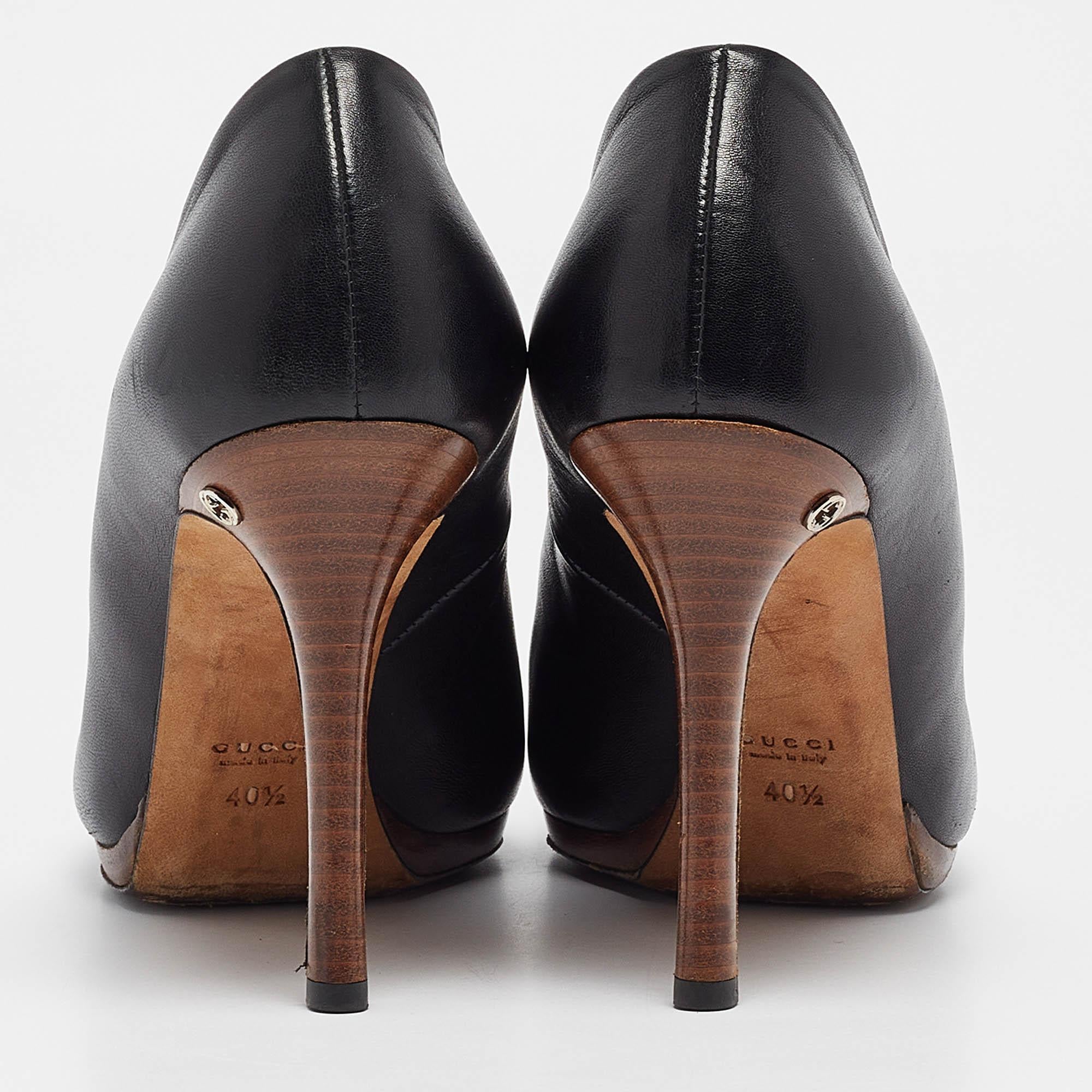 Gucci escarpins à plateforme en cuir noir Taille 40.5 Pour femmes en vente