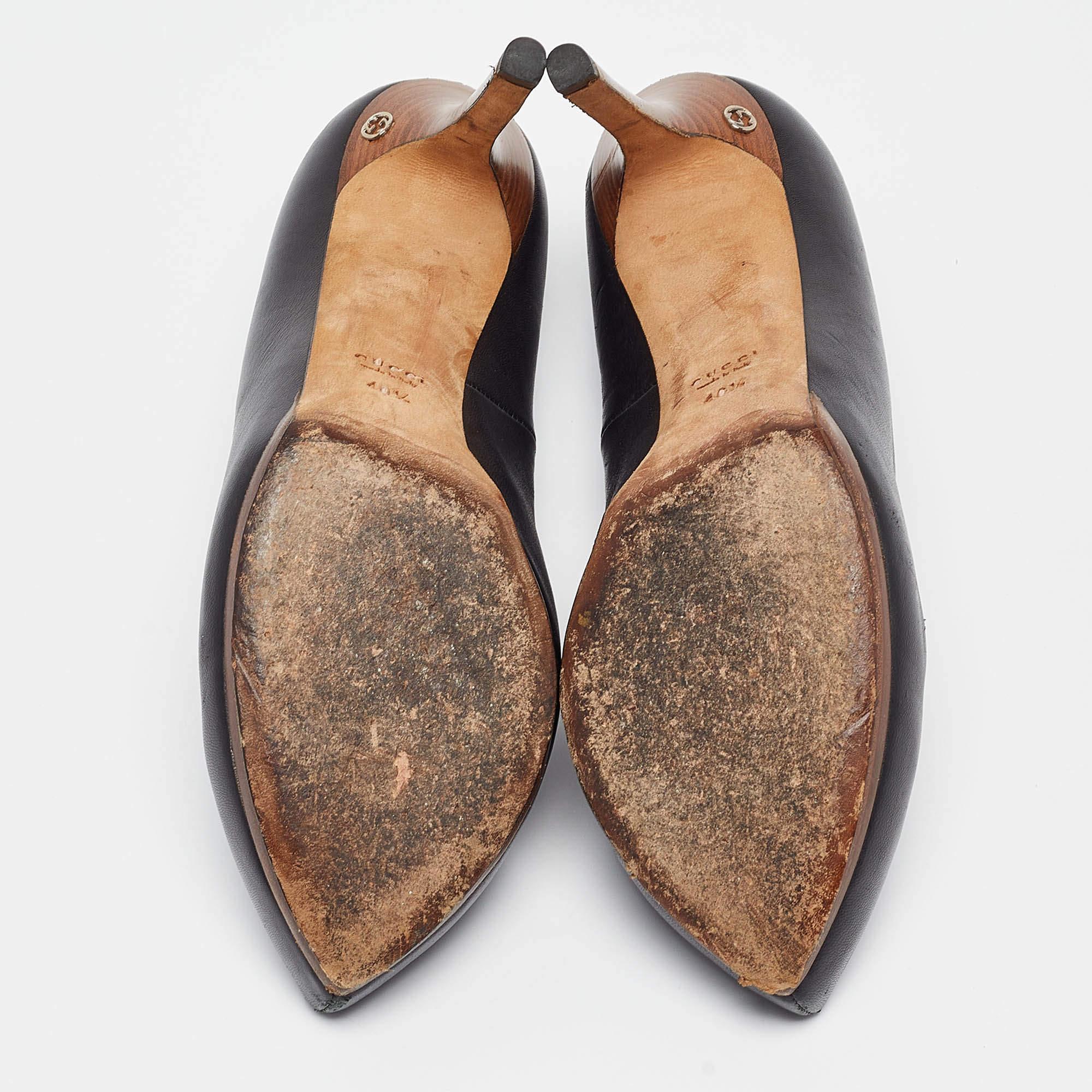 Gucci escarpins à plateforme en cuir noir Taille 40.5 en vente 1