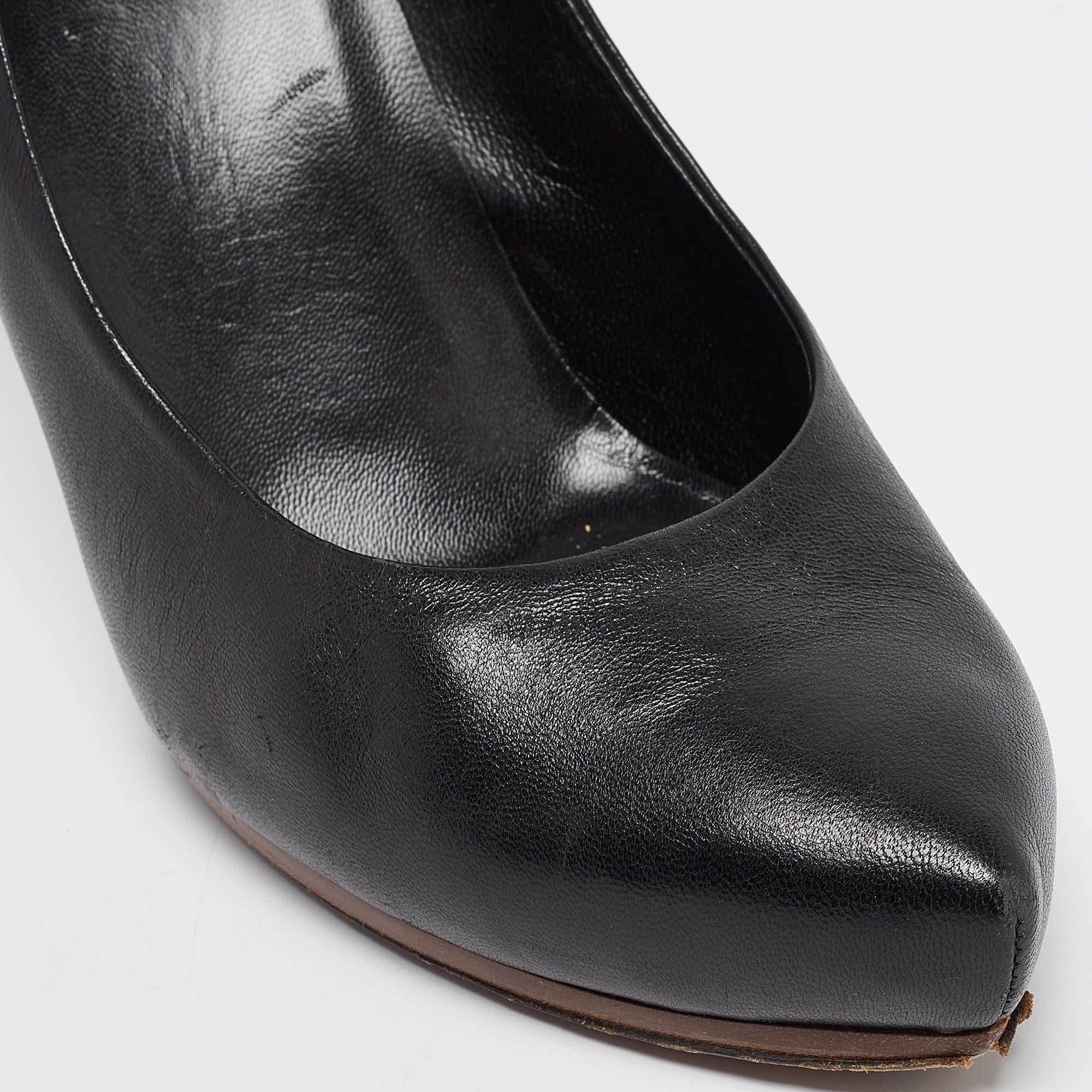 Gucci escarpins à plateforme en cuir noir Taille 40.5 en vente 2