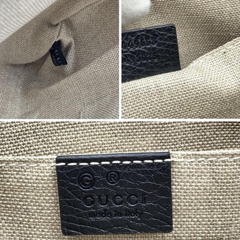 Gucci Black Leather Pochette Bamboo Tassel Clutch Bag Handbag 2