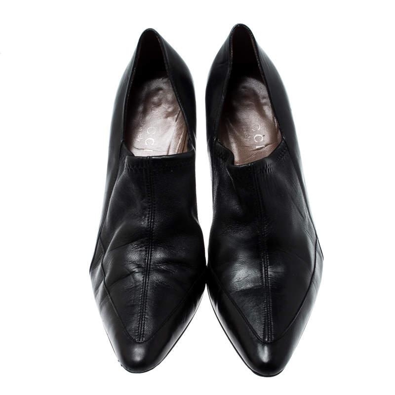 Gucci Black Leather Pointed Toe Loafer Pumps Size 38 In Good Condition In Dubai, Al Qouz 2