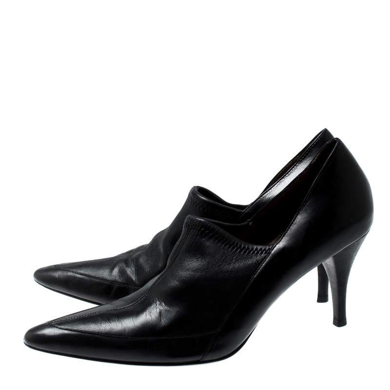 Women's Gucci Black Leather Pointed Toe Loafer Pumps Size 38