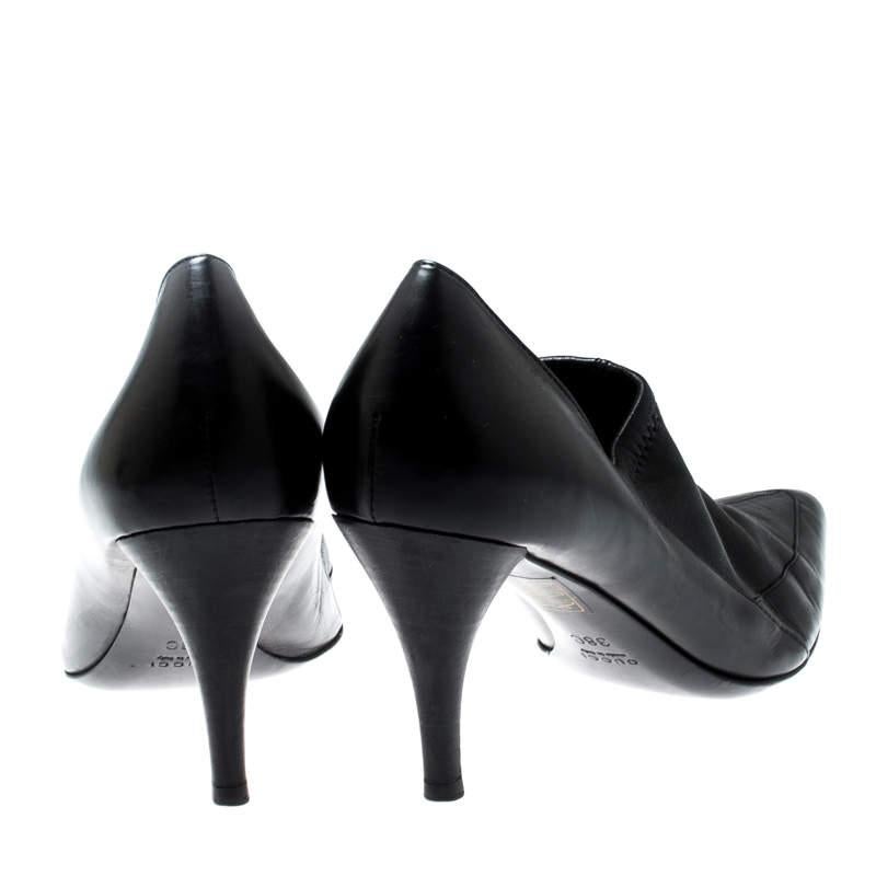 Gucci Black Leather Pointed Toe Loafer Pumps Size 38 1