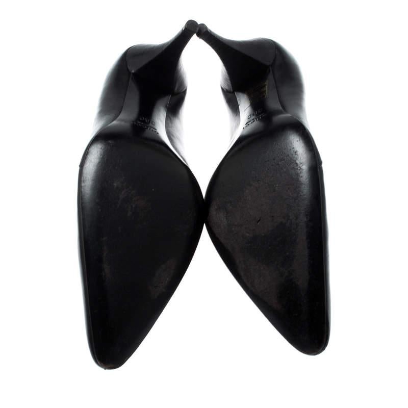Gucci Black Leather Pointed Toe Loafer Pumps Size 38 2