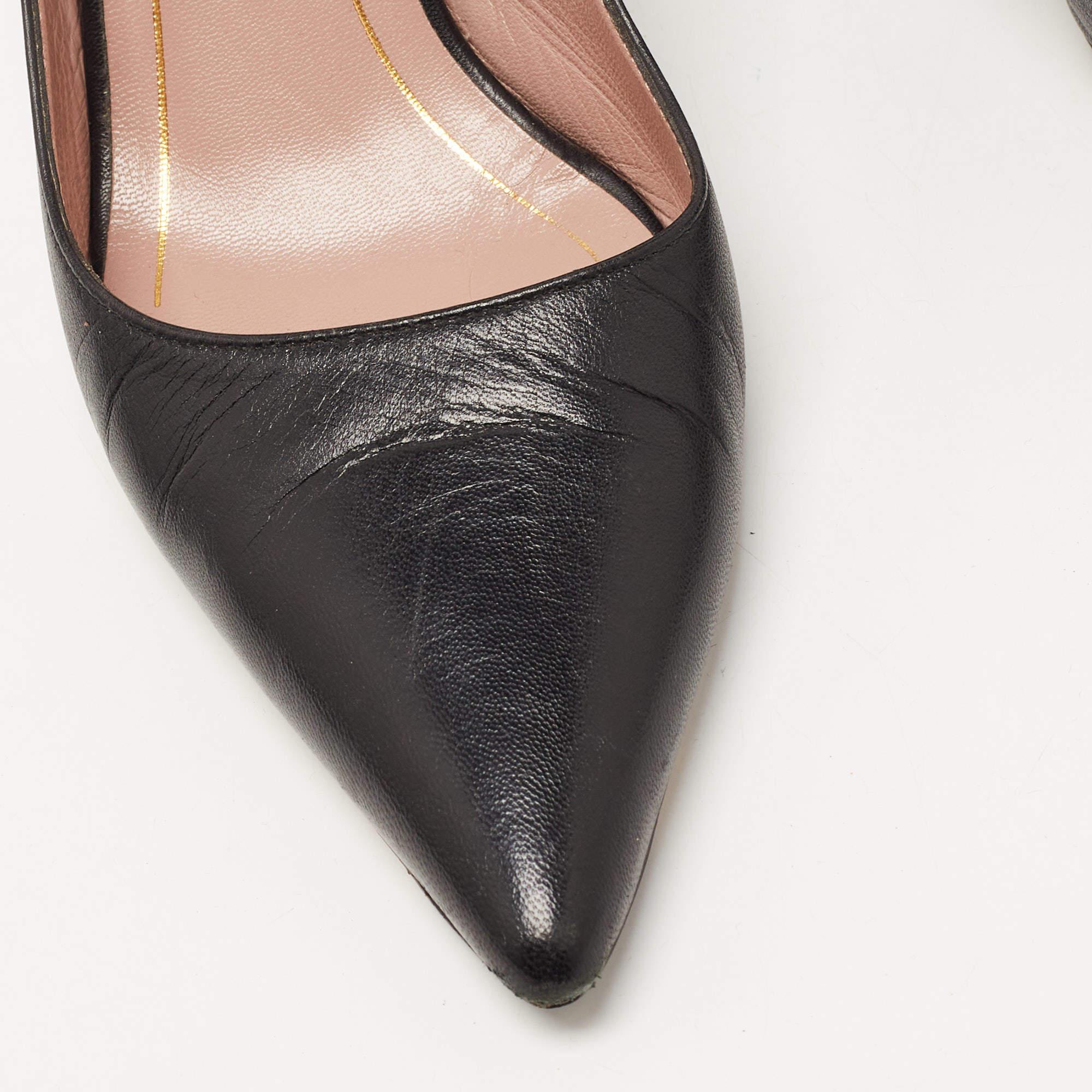 Gucci Black Leather Pointed Toe Pumps Size 36.5 For Sale 3